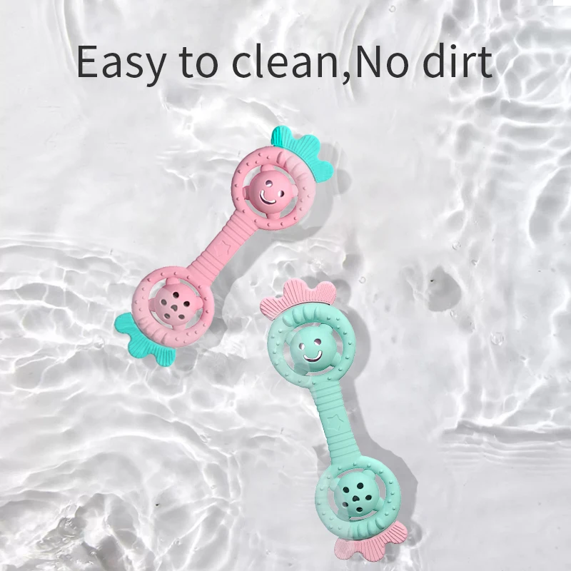 Oem Silicone Baby Teethers Chewable Strawberry Shape Baby Silicone Rattle Toy baby teethers