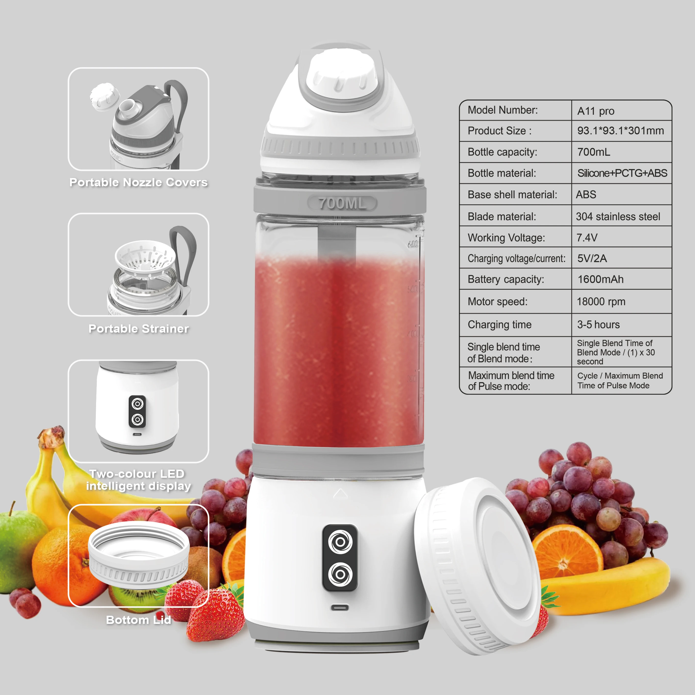 Factory New Design Best Selling 700ml rechargeable sports clockwise and anti clockwise smoothie mixer blender