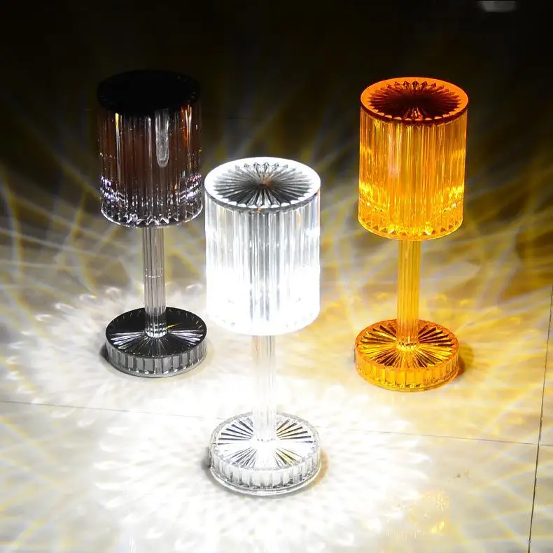 LED modern crystal table lamp bedroom bedside lamp Nordic  light and shadow creative projection atmosphere night lamp