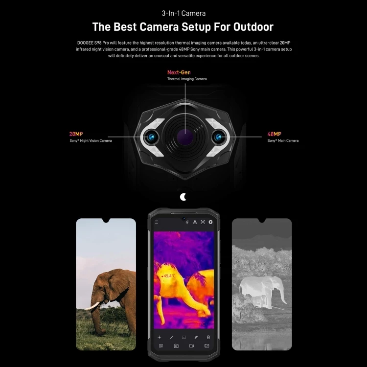 5G Rugged Telephons DOOGEE S98 Pro 8GB+256GB Mobile Phone Night Vision 6.3 inch Android 12 IP68/IP69K Waterproof Smartphone