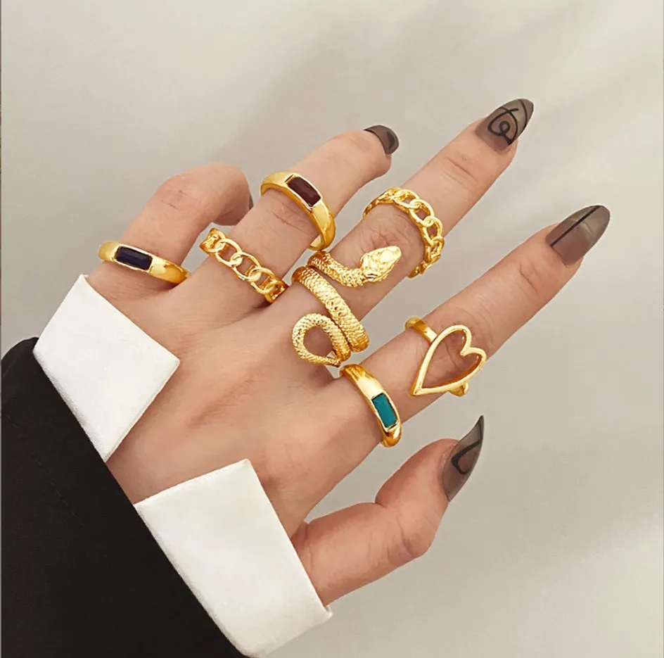 Personalized Fashion Gold Knuckle Ring Sets, Rings Sets for All Fingers