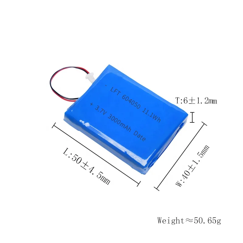 China Manufacturer Lifepo4 cell Li-ion Polymer Battery 604050 3000mah 3.7V for portable power source