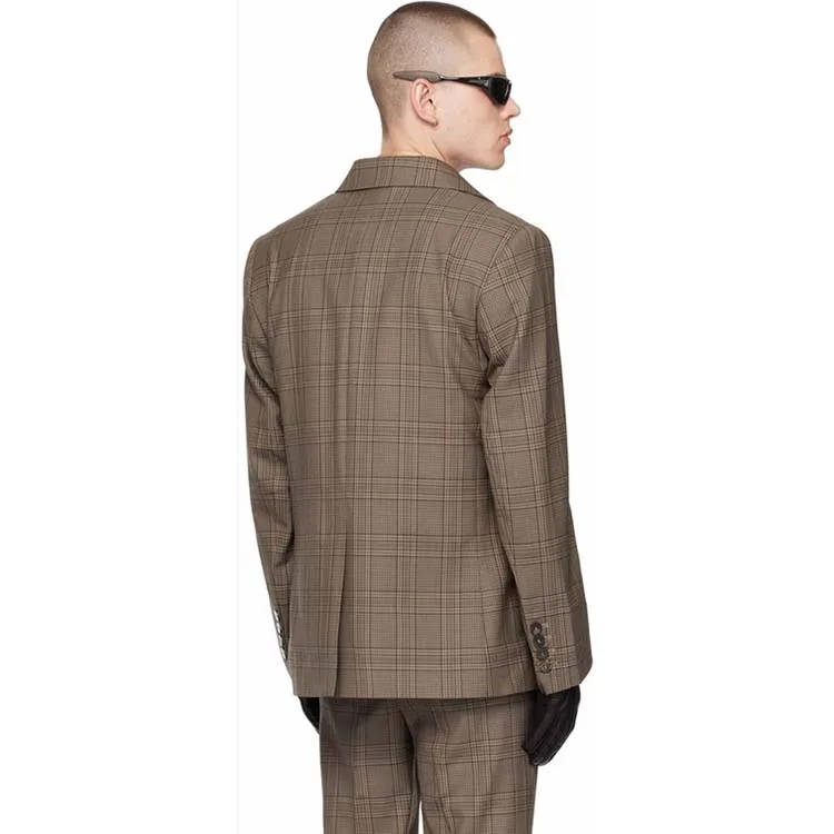 Hot Selling OEM ODM Hign Quality Fashion Design Custom Autumn Winter Men Clothing Brown Coat Jacket Casual Formal Blazer For Men