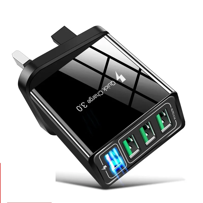 3.1A Быстрая зарядка 3,0 быстрое зарядное устройство штепсельная вилка британского стандарта 4 порта Usb настенное зарядное устройство для iPhone штепсельная вилка британского стандарта QC3.0 USB дорожное зарядное устройство