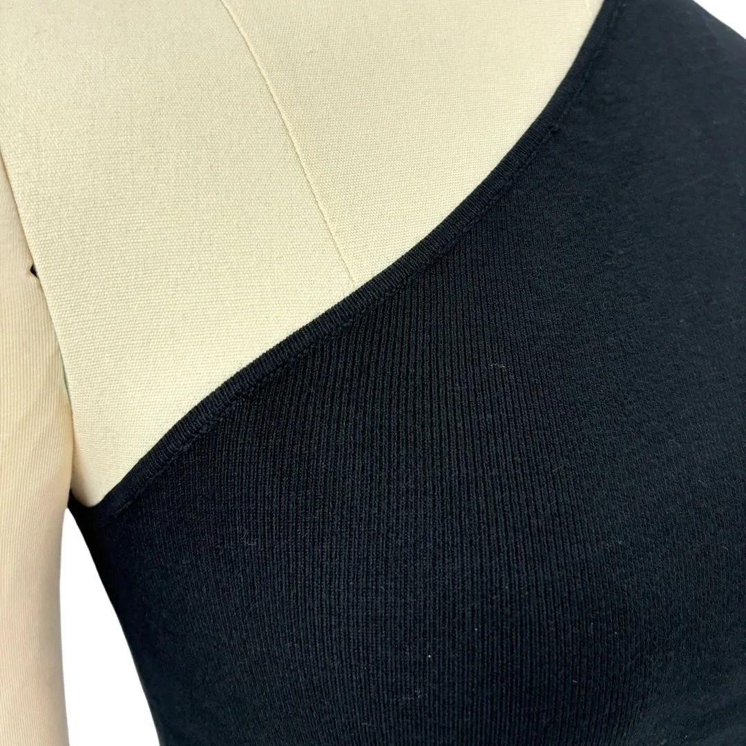 OEM Custom Elegant Evening Wear Asymmetrical Neckline Short Sleeves Knitted Long Dress Summer Autumn Winter