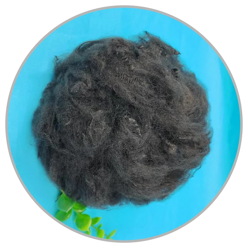 Recycled 1.4D 38mm dope dyed black color polyester fiber