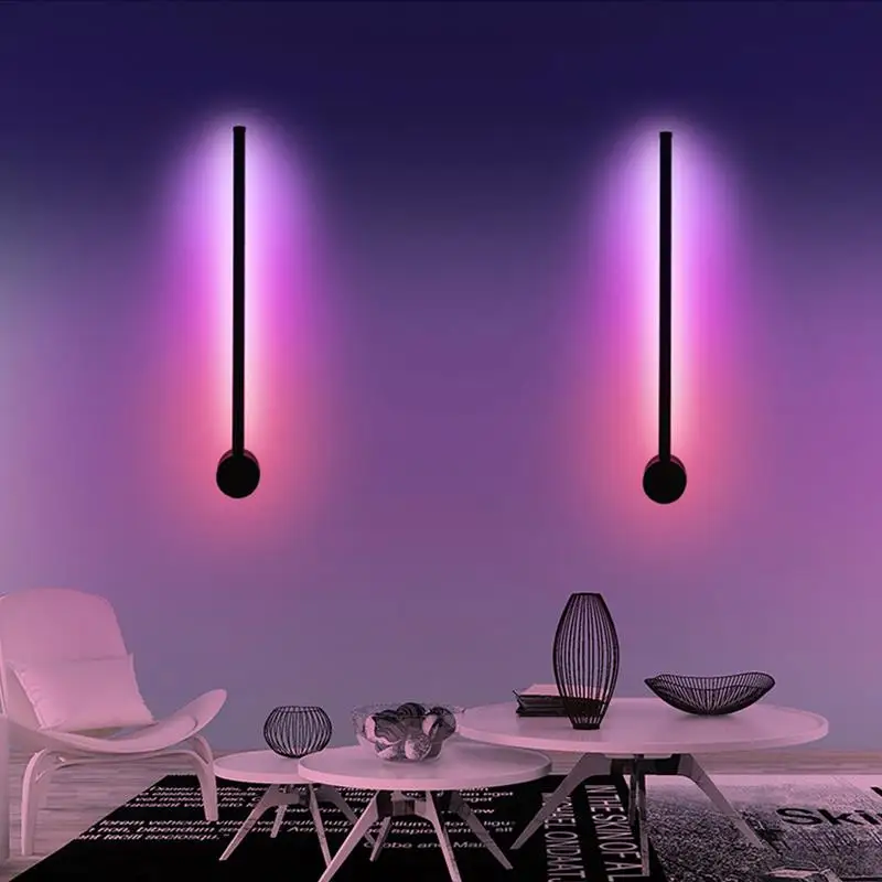 
Modern black small minimalist Led bed light living room decorative indoor RGB wall lamp 