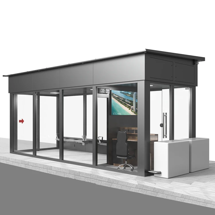 Qatar Stainless Steel Closed Style Bus Shelter Station with Air Condition