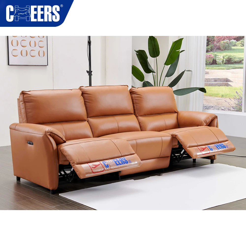 MANWAH CHEERS Zero Wall Modern Living Room Furniture Recliner Sectional Couch Leather Sofa Set Furniture Living Room Sofas