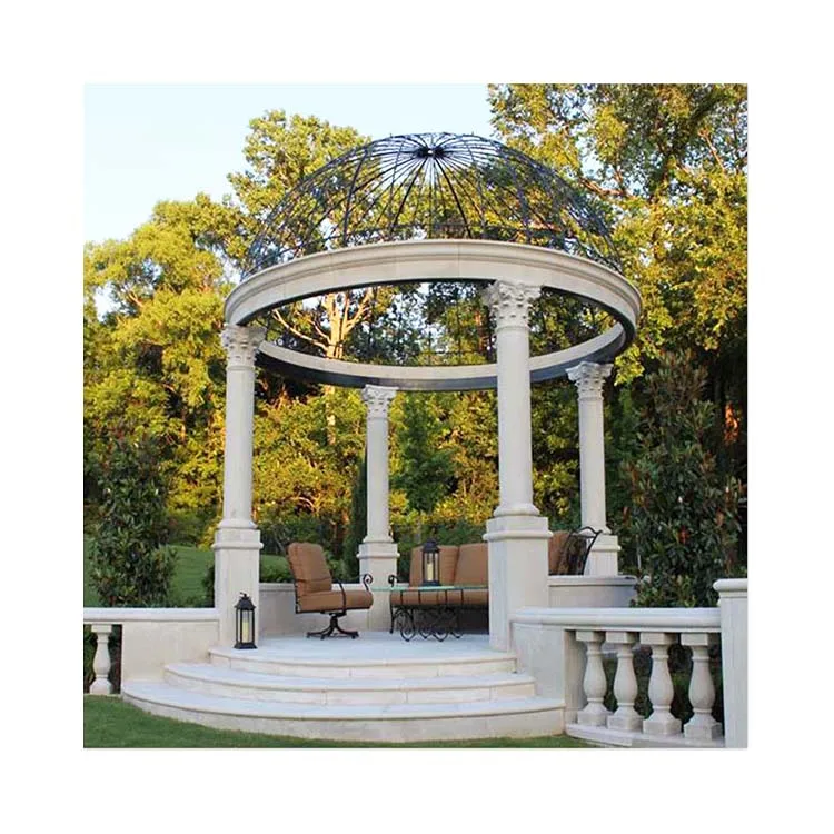 Modern Outdoor Garden Decor Custom-Size Sandstone Gazebo Pavilion Beautiful Natural Stone for Hotel NTWP-018Y for Sale