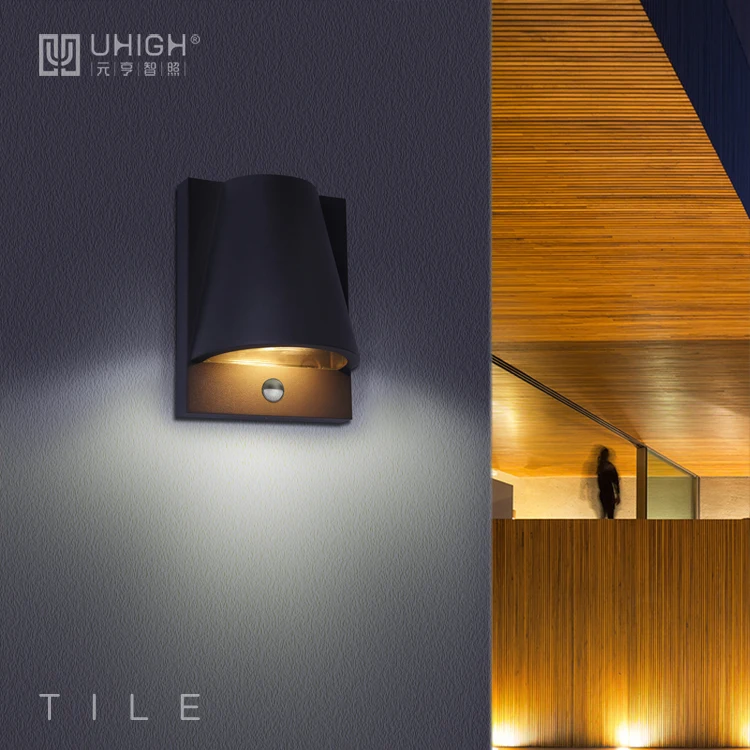 Exterior GU10 wall light with PIR sensor outdoor waterproof aluminum wall sconce with motive sensor