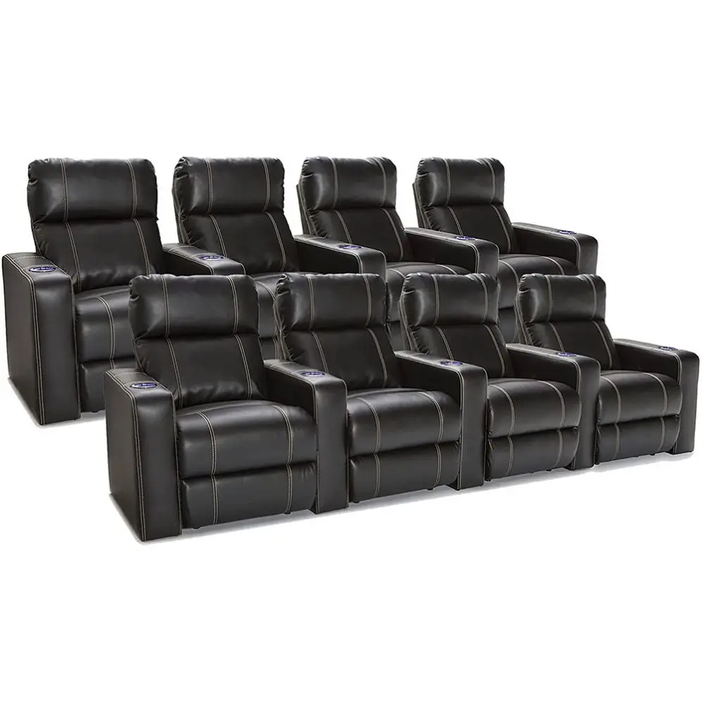 XIHAO Movie Chair With Cup Holder And Light Synthetic Leather Cinema Electric Reclining Seats 6 Seater Recliner Sofa