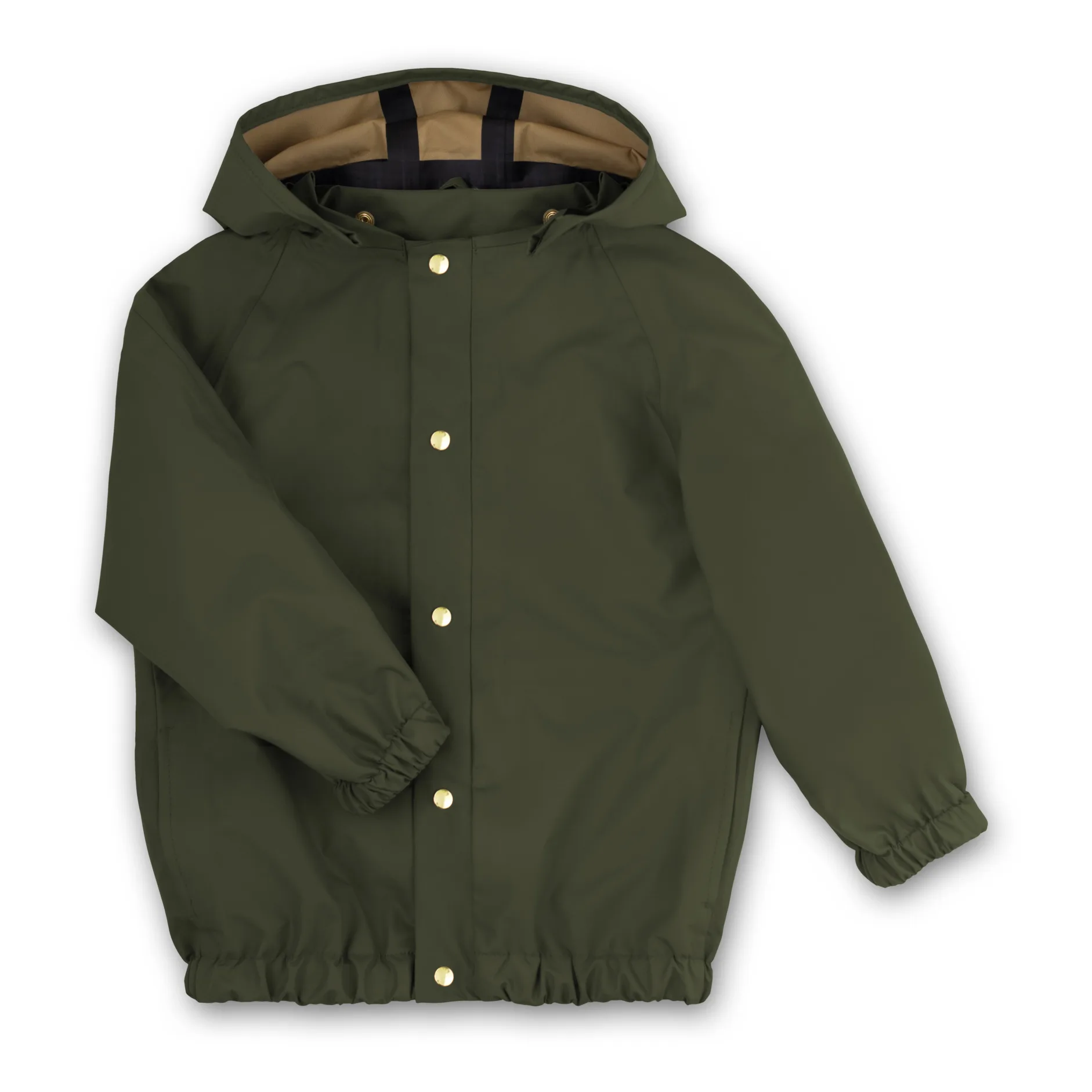 Children Customized Rain Jacket Kids Boy Outdoor Hooded Waterproof Jacket Recycled Polyester Rain Coat Dark green