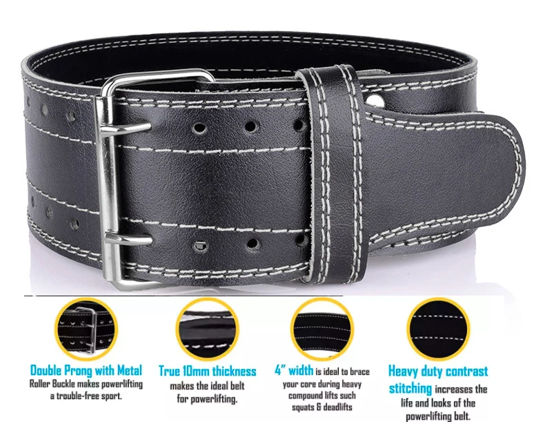 New Design Bodybuilding Leather Belt Weightlifting double pin Buckle Power Lifting Belt For Mens Customized