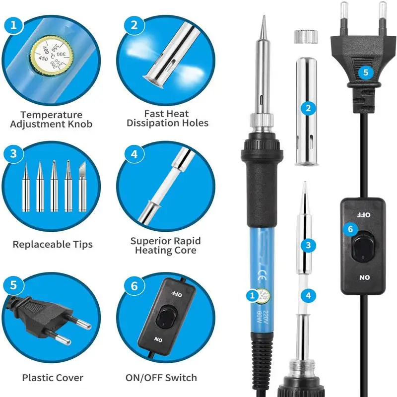 9160 soldering iron kit 60w professional soldering iron high power soldering iron with temperature control