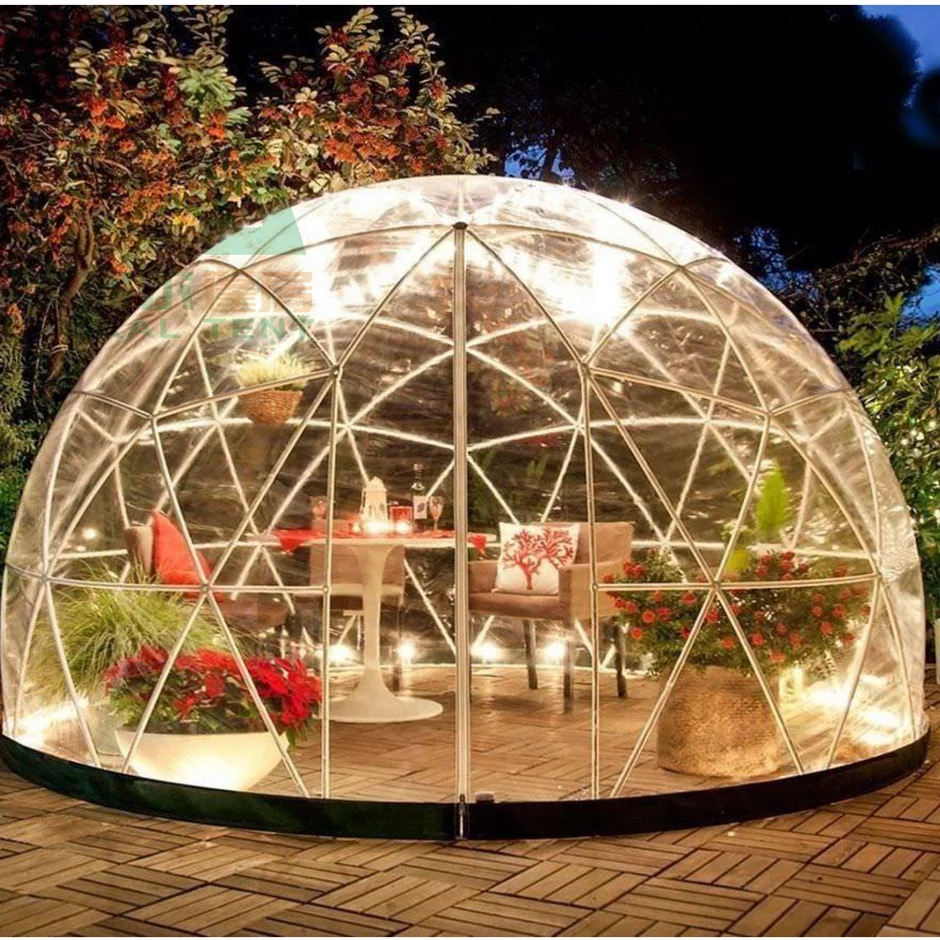  transparent 3.6m diameter luxury outdoor camping plastic igloo dome