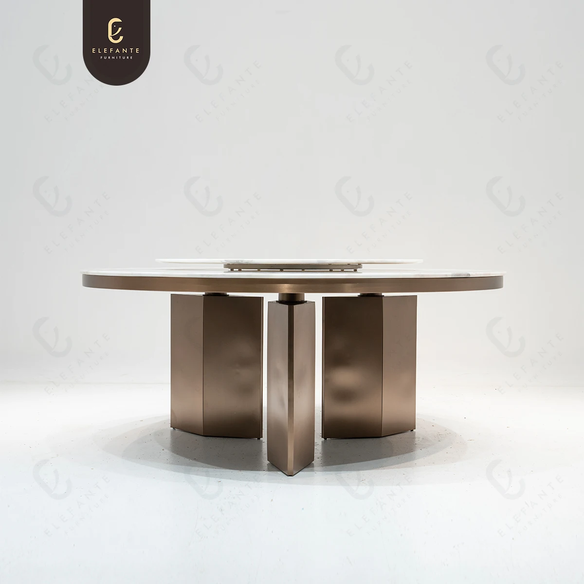 Italian Modern Minimalist Marble Top Stainless Steel Table Legs Luxury Round Rotating Dining Table Dining Table For Kitchen