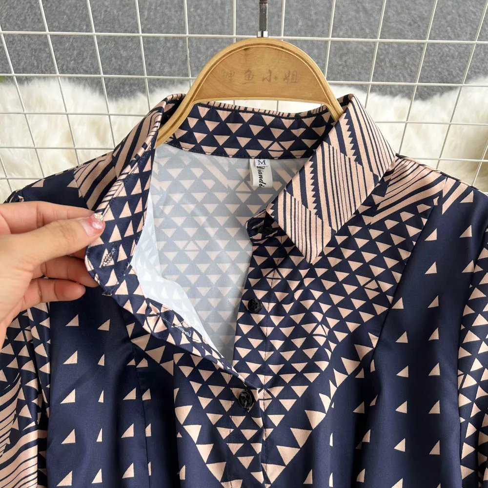 Spot Sales ANSZKTN ANSZKTN Woman Clothes Wholesale ANSZKTN Apparel Elegant Floral Casual Dresses Retro Lapel Long Sleeve Dress