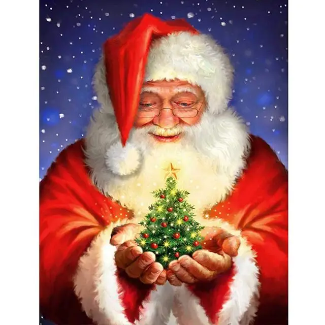 5D Christmas Diamond Painting Kits Cartoon Snowman Santa Diamond Painting Christmas Tree Holiday Gifts For Adult Christmas Decor