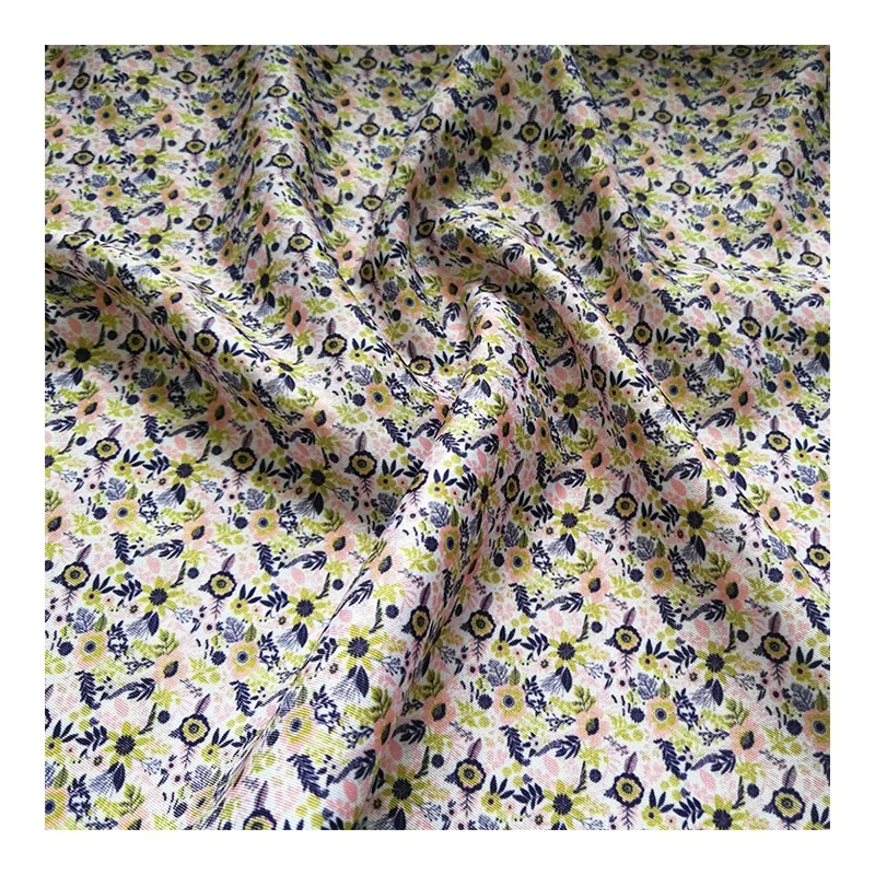 High Quality Custom Flower Print Pattern Polyester Peach Skin Fabric