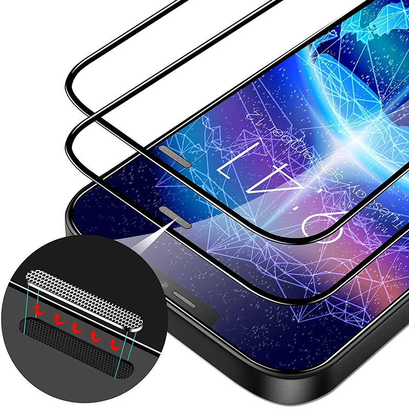 Anti-static Dustproof Metal Mesh Anti-dust Net Toughened Glass Protective Shield For iPhone 11 12 Pro Max Mini