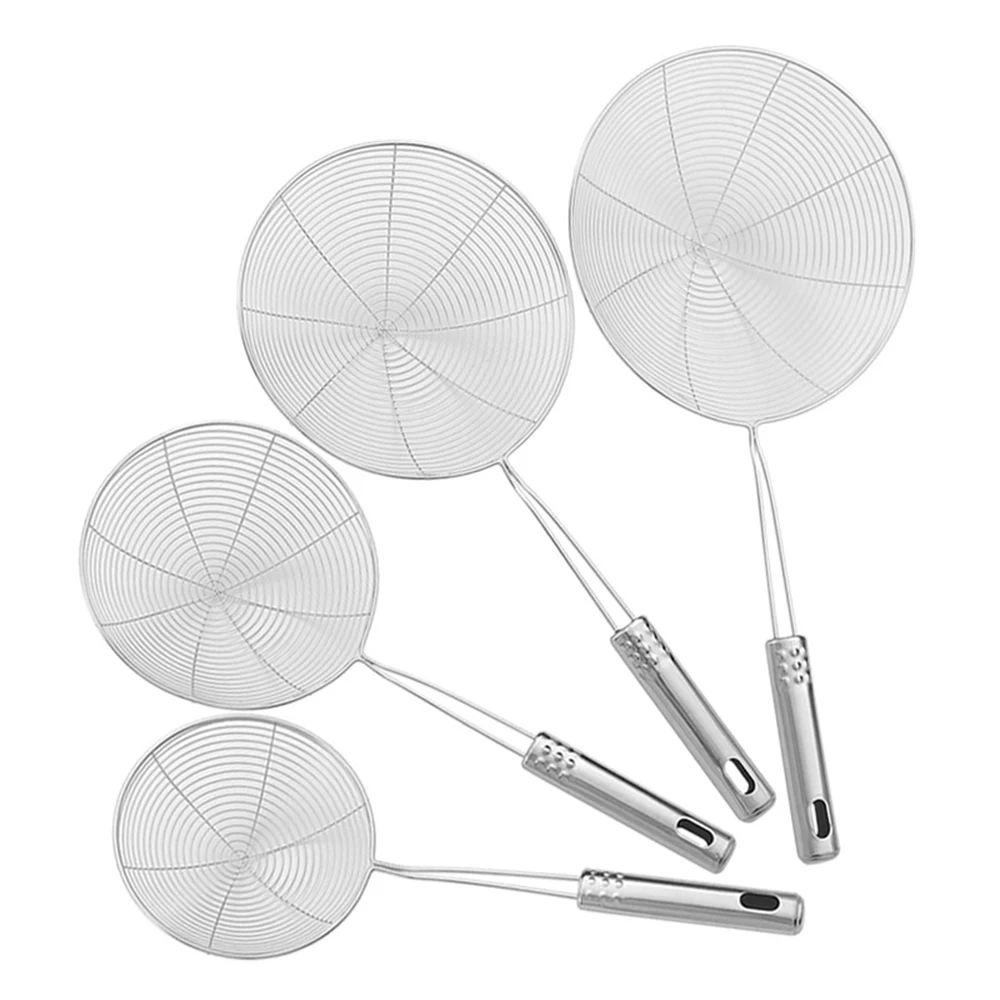 Wholesale Stainless Steel Kitchen Wire Oil Skimmer Ladle Colander Cooking Frying Utensils Wire Pasta Strainer Spoon
