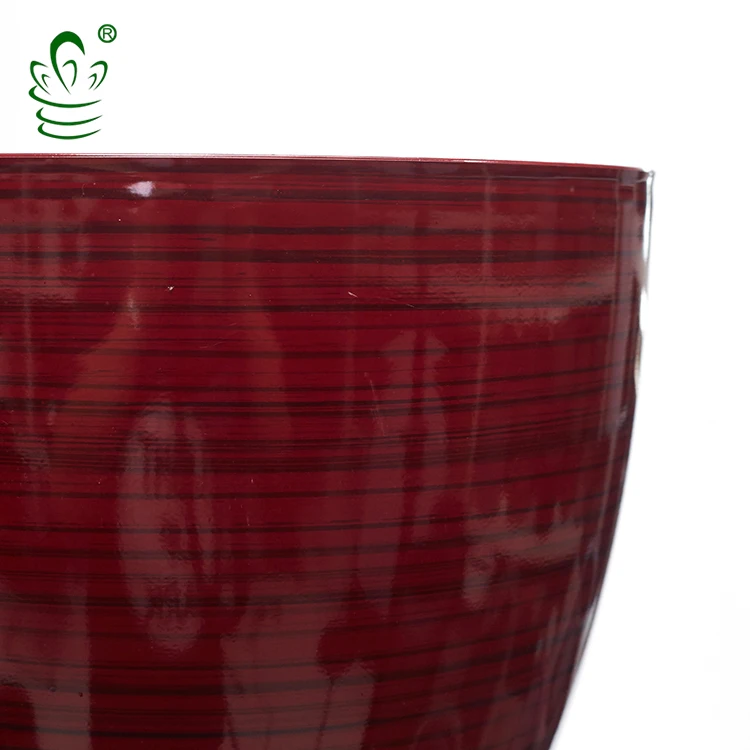 Egg shape ceramic effect planter Red large plastic Modern glazed pots for plants home decor