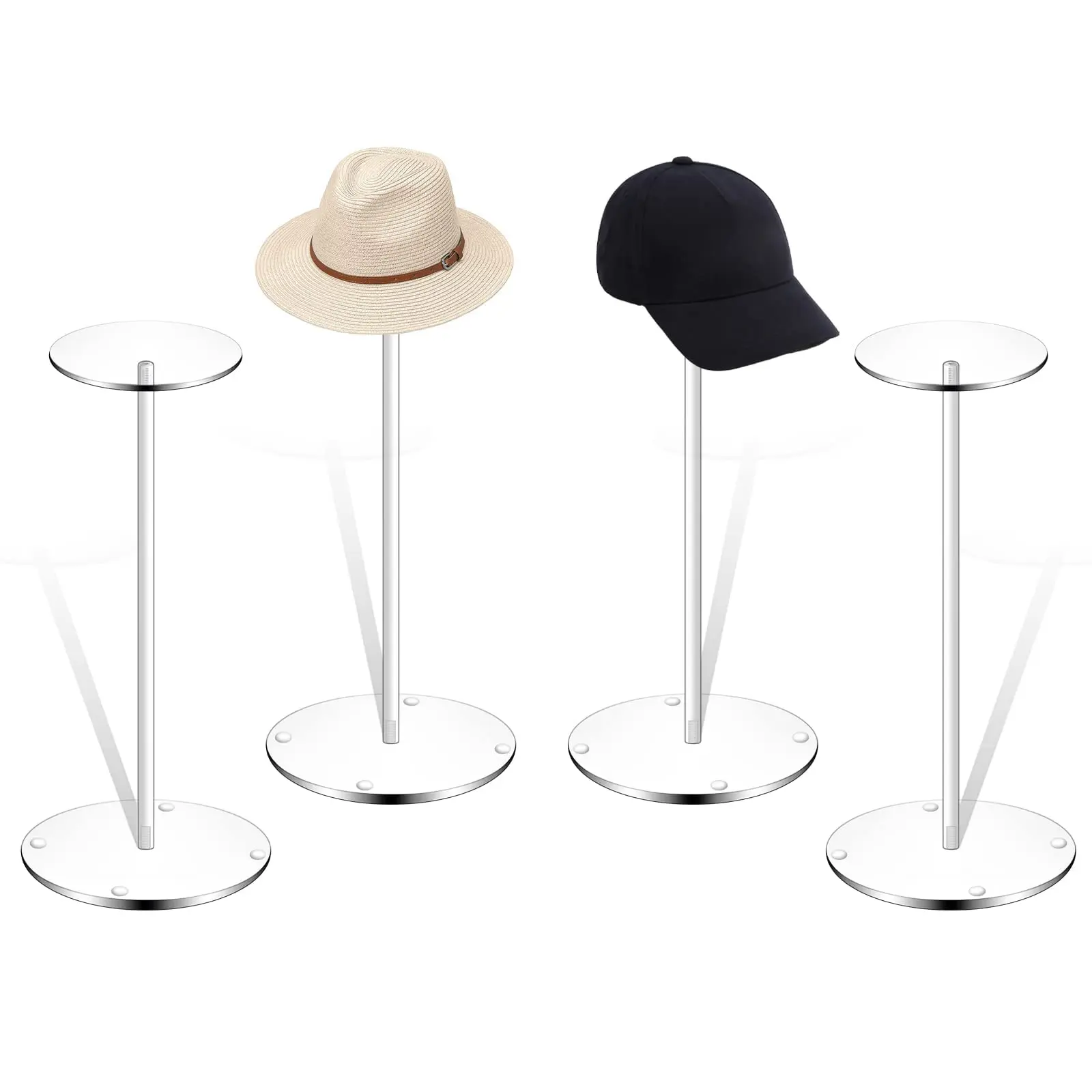 Hat Stand Wig Display Rack Clear Acrylic Table Top Hat Holder Display Round Pedestal Stand for Round Bucket Hats