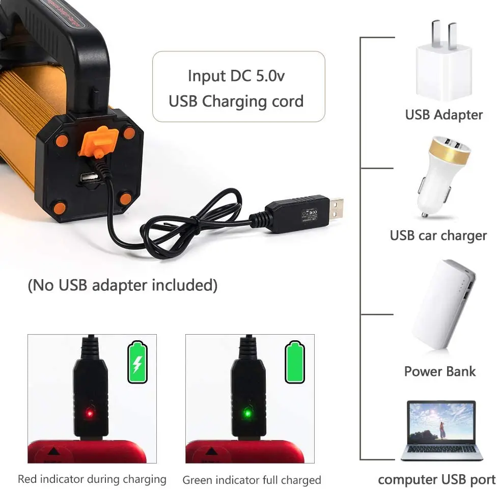 
Rechargeable Led Flashlight 6000 Lumen 9000mAh Waterproof Spotlight High Lumens Outdoor Led Handheld Searchlight Floodlight Mari 