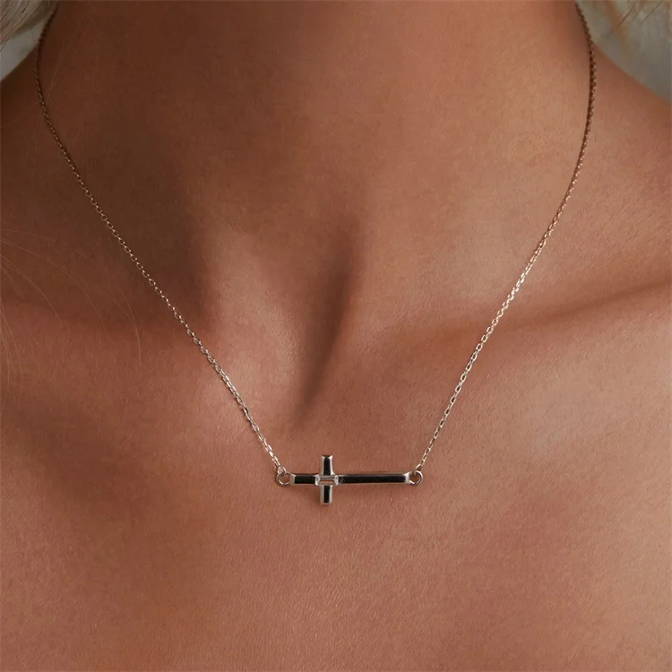 trending fashion jewelry hip hop non tarnish new necklace crafted simple choker women 925 sterling silver cross charm necklaces