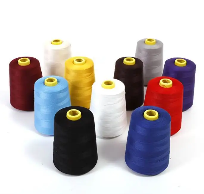 High Quality 8000 Yards 402 Large Roll Polyester Flat Sewing Thread Dyed Pattern PP Material High-Speed Machines Pagoda Thread