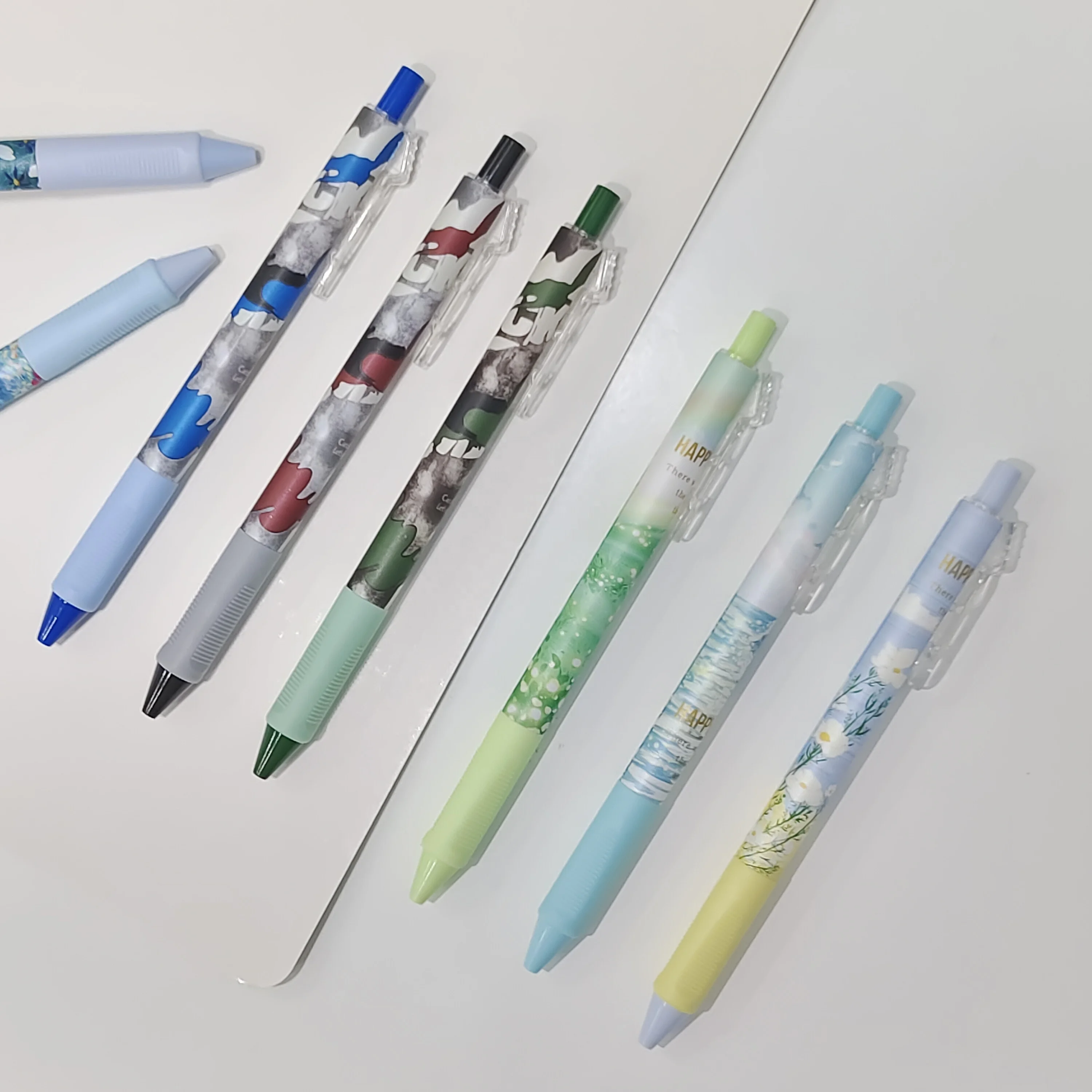 Promotional Gift Custom Design sublimation solid beautiful  soft grip Heat Transfer printing gel pen for girls pena