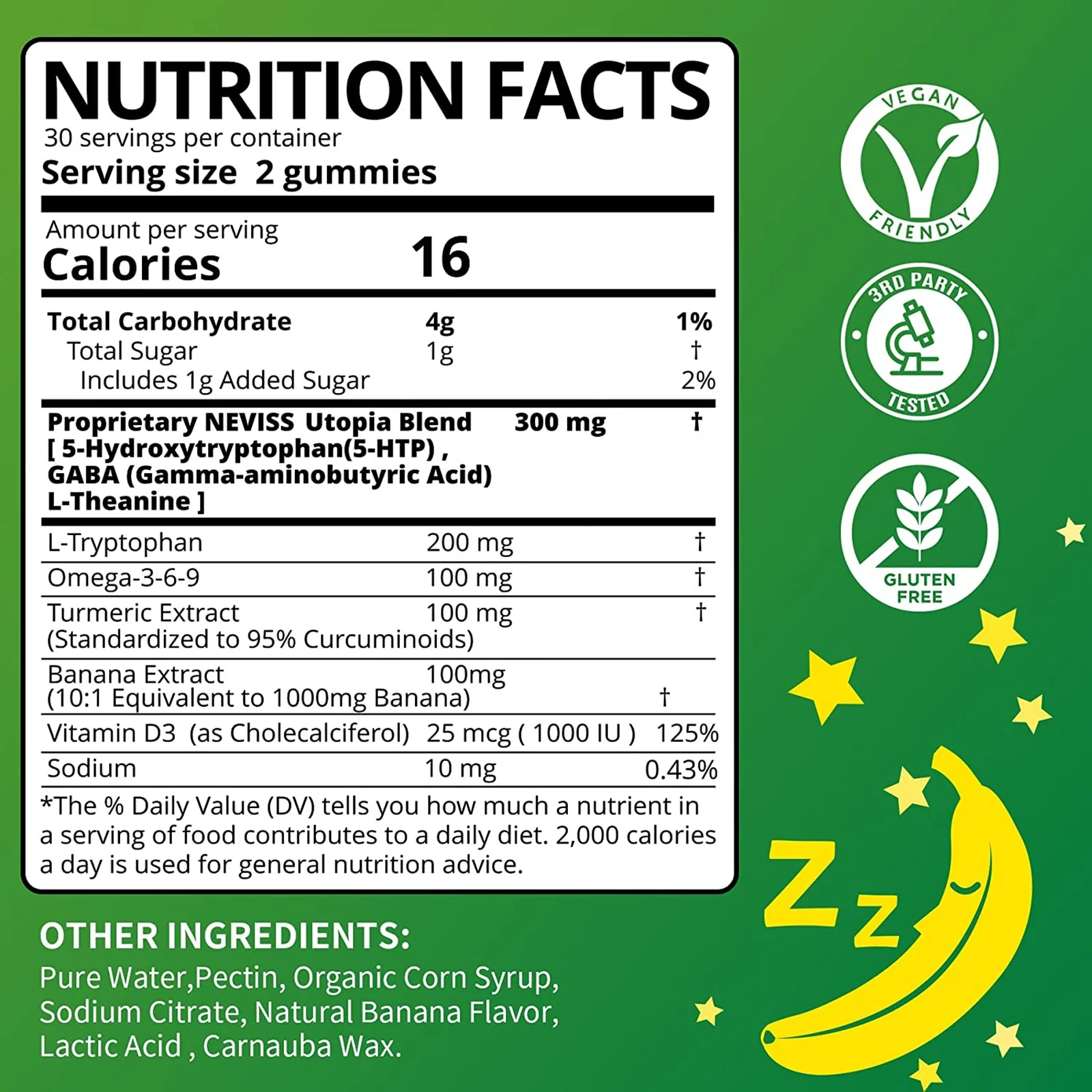 5-HTP Gummies Melatonin Free Gummies 900mg Complex for Health Rest Cycle with GABA, L-Theanine, L-Tryptophan, Omega369, Turmeric