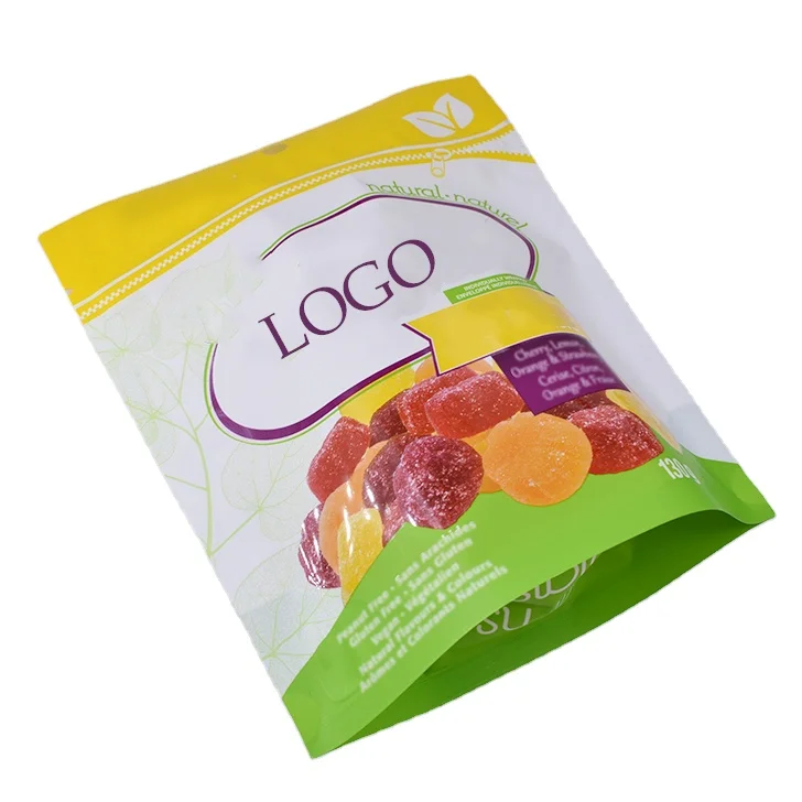 custom  window mushroom flowers gummy  candy plastic packaging resealable small mylar bag