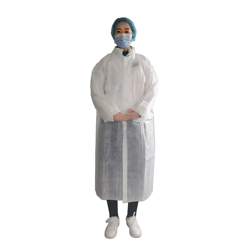 China manufacturer non woven disposable lab coat 30gsm with elastic cuff