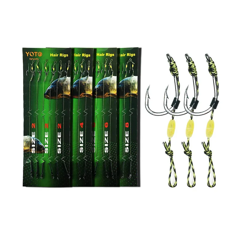 Fishing Hair Rigs with Boilie Carp Fishing Hook Link with Coated Line Ready Made