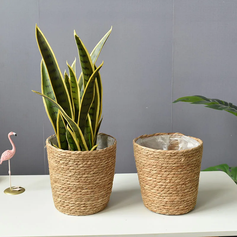 hot selling flower pot Indoor Outdoor storage Natural Multi Flower Plants Pots Straw Woven Seagrass Belly floriculture Basket