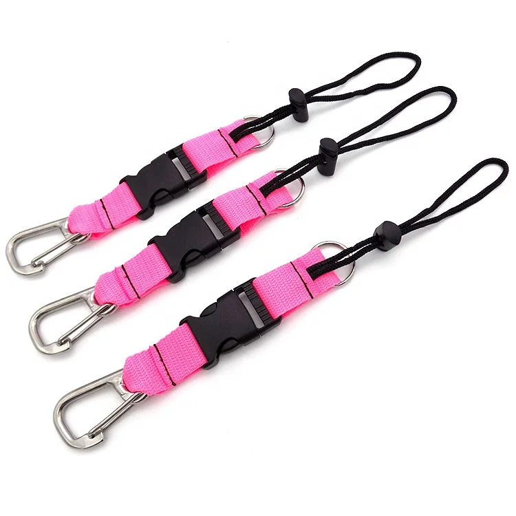 GuoFeng Customized Pink Elastic Coiled Lanyard With Snap Karabiner