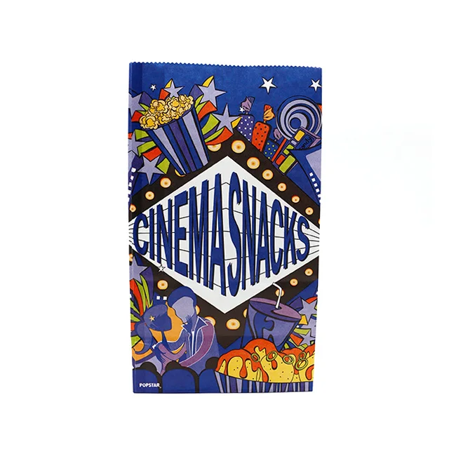 Popcorn Bags Bag Food Packaging Print Grade Popcorn Biodegradable Paper Kraft Paper Craft Retail Snack Packaging Flexo Printing