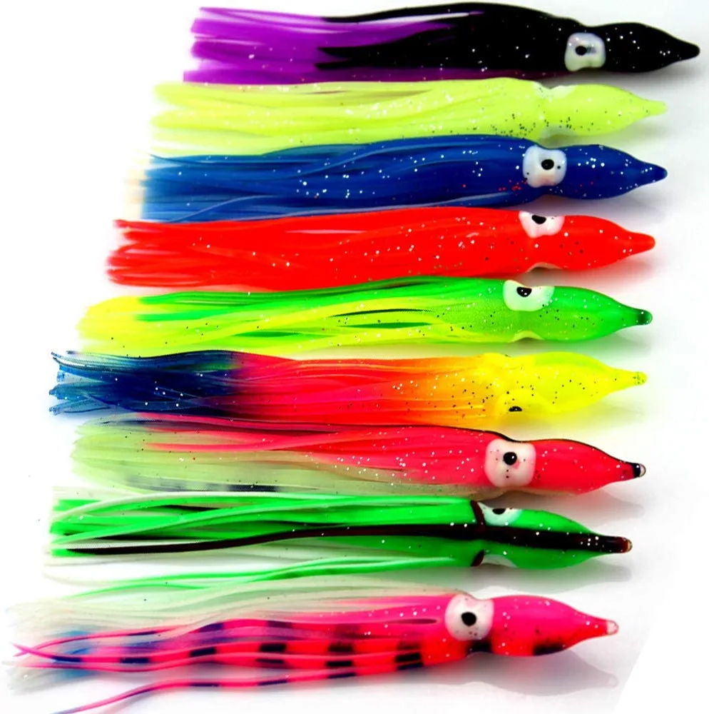 Octopus Rubber Soft Squid Bait Fishing Lure soft PVC Squid Skirts Artificial Tuna Sailfish Baits Hoochies Saltwater