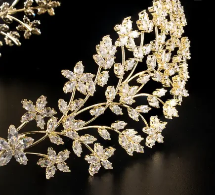 Fashion luxury zircon crown handmade crystal crown tiara wedding bridal crown queen princess diadems wedding hair accessories