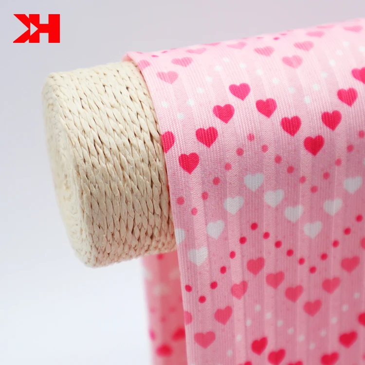 High quality custom digital printed rib fabric polyester rib knit fabric on bolt