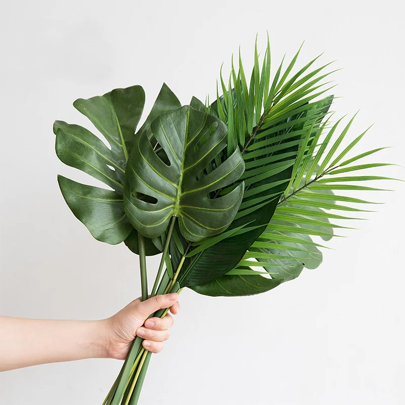 Plastic Tropical Palm Tree Leaves Home Garden Accessories Photography Decoration One Piece Monstera Artificial Plants