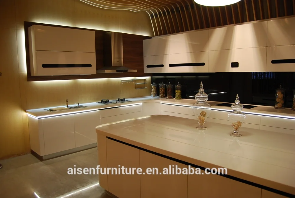 2021 New Design Modern White High Gloss Lacquer Modular Kitchen Cabinet  for home furniture worker jobs