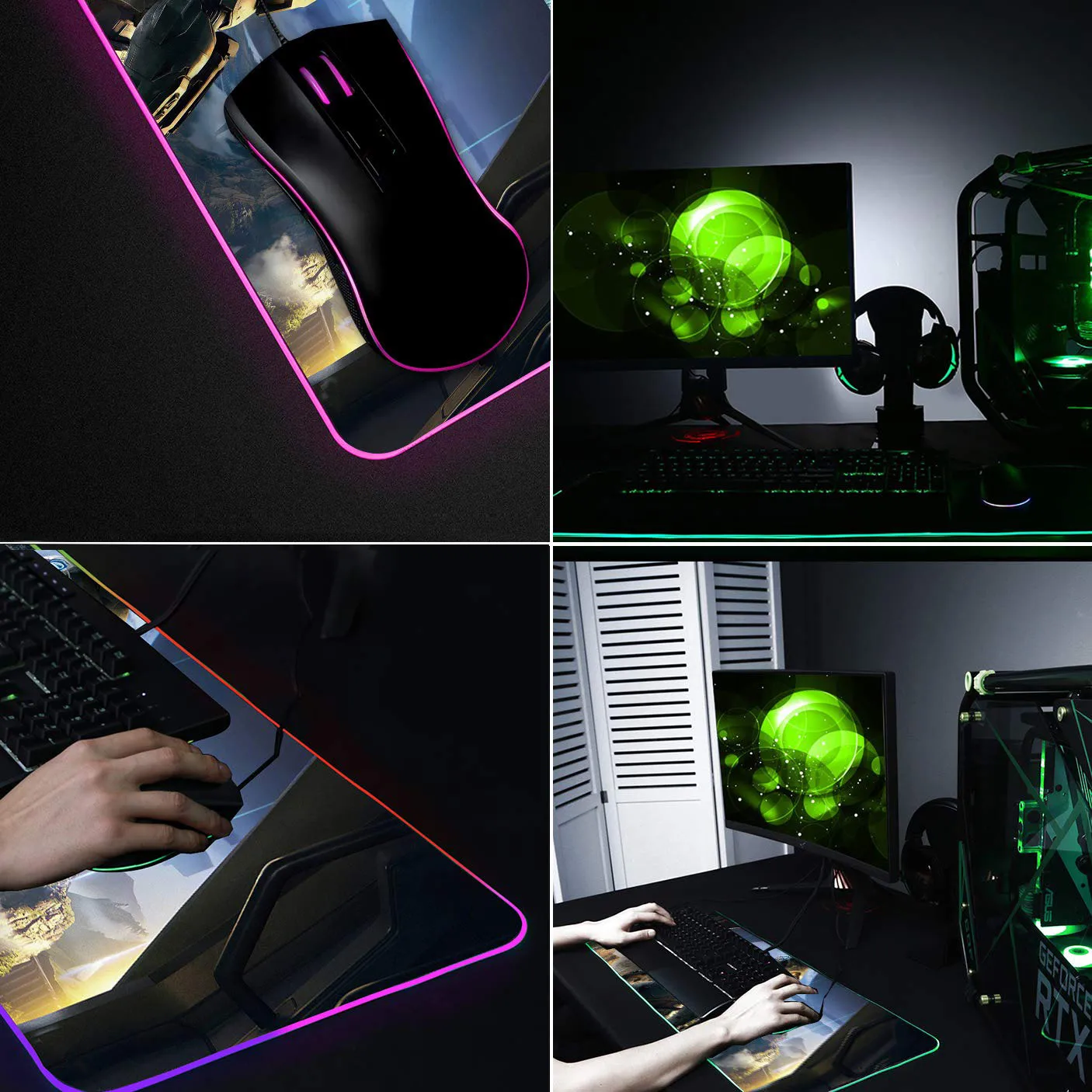RGB игровой коврик для мыши большой со светодиодной