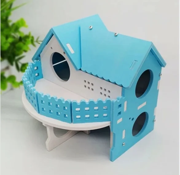 Hamster luxury two-storey villa Golden silk bear pet house Hamster bedroom large ecological board wooden hamster nest