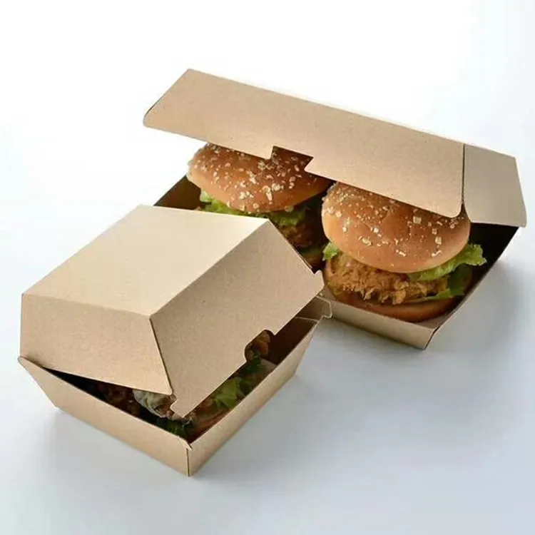 
Large Clamshell Hamburger Take Out Carton, fast food paper packaging box 