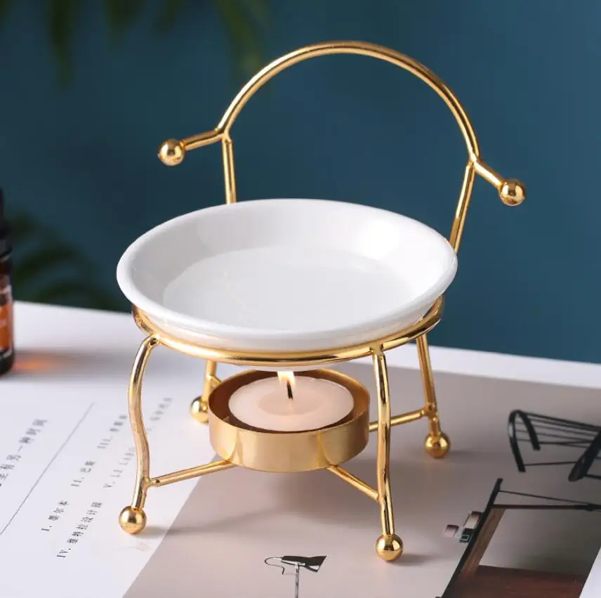 aromatherapy stove candle wax burner gold steel essential oil burner