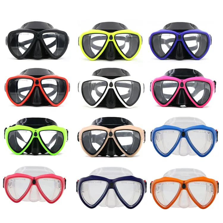 Underwater Free Dive Goggles Sports Tempered Glass Black Silicone Swimming Diving Mask