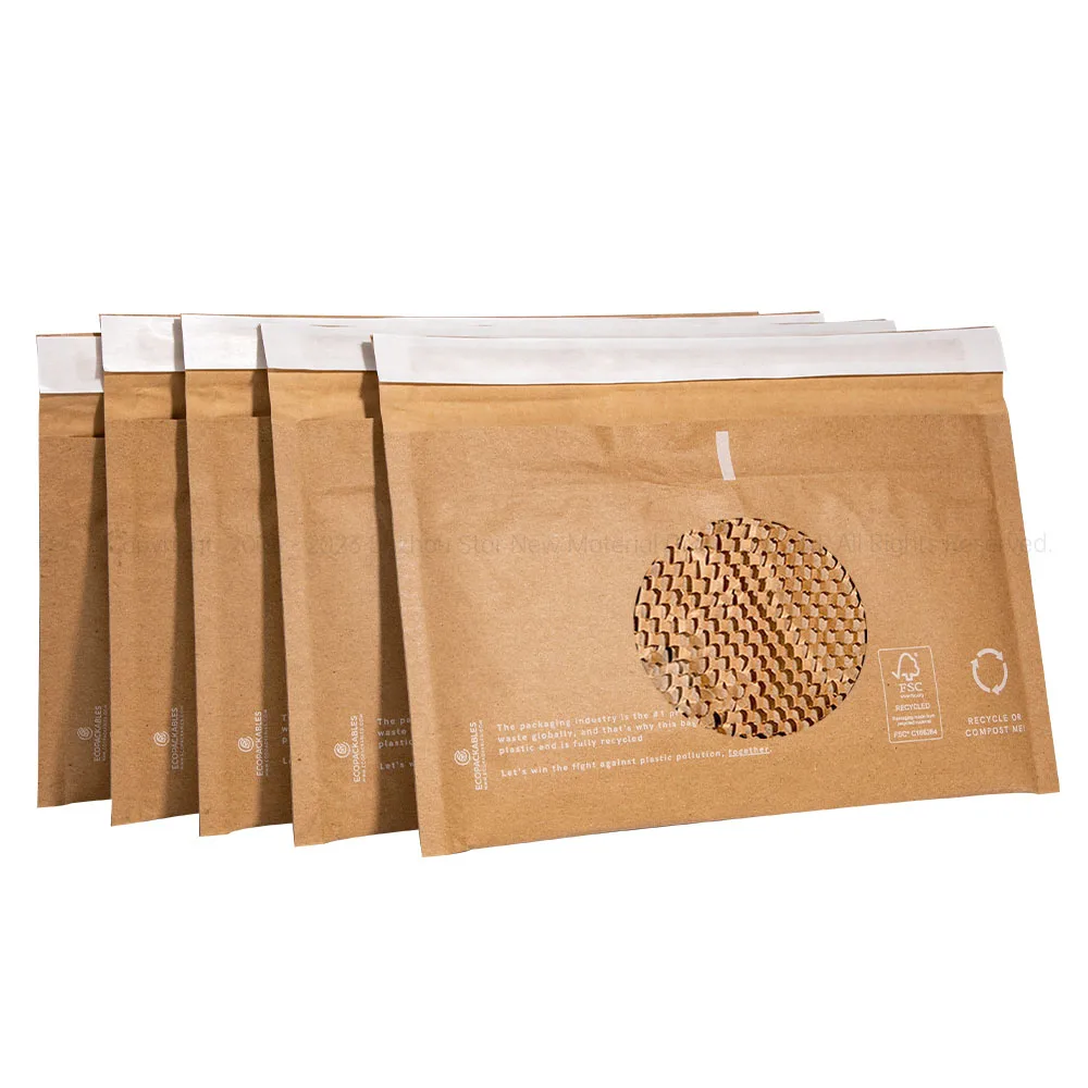 100% Recyclable Paper Padded Mailers Compostable Honeycomb Paper Shipping Envelopes Custom Printed Logo